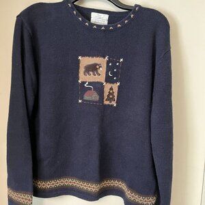 Christopher & Banks Sweater with appliques on the front and back, Size L